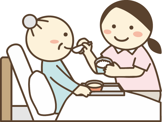 看護士がご利用者様の入浴や食事などの身体介助を行っている様子